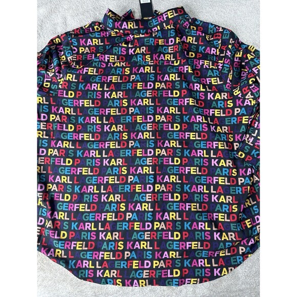 Karl Lagerfeld Paris Women’s Logo Multicolor Print Shirt Blouse Size3X - Picture 5 of 12